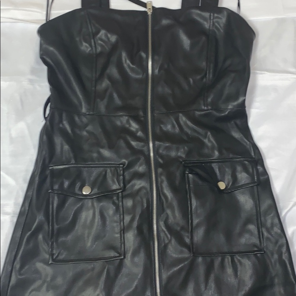 Black faux leather dress